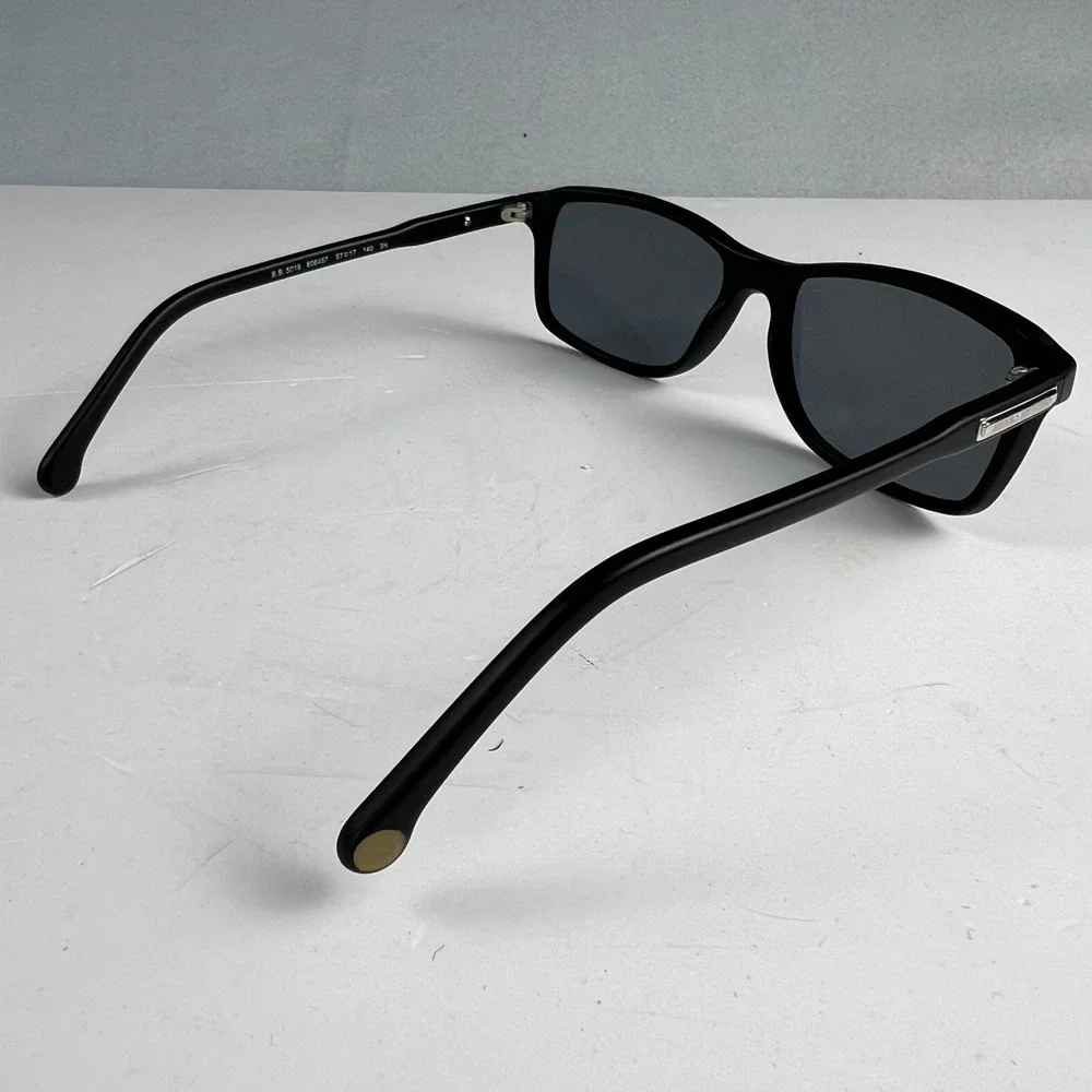 Brooks Brothers BB 5019 Sunglasses Mens 57mm Black Rectangular Classic Preppy